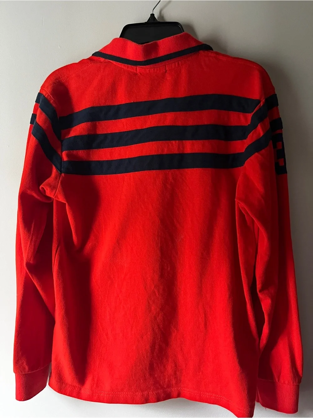 Ralph Lauren Kids Bright Red Long-Sleeve Rugby Polo with Navy Stripes